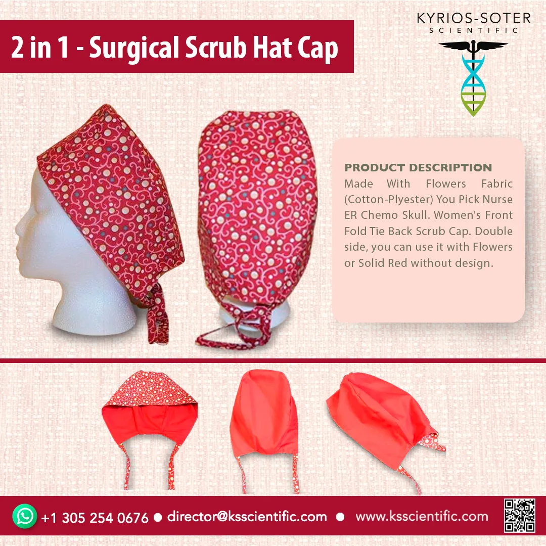 2 in 1 - Surgical Scrub Hat Cap Excellent quality, washable. Adjustable to the necessary size.