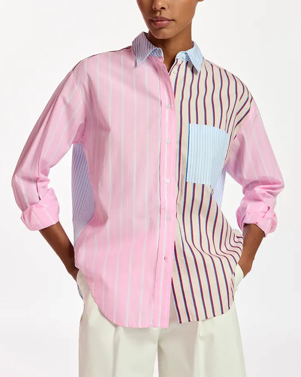 Antwerp Off White Patchwork Stripe Famille Shirt