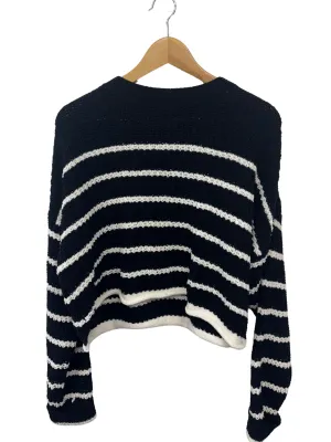Black & White Striped Knit Cropped Jumper