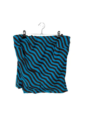 Blue & Brown Striped Strapless Top