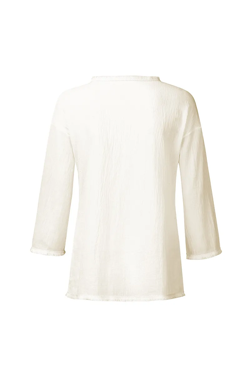 Casual Solid Patchwork U Neck Tops(4 Colors)