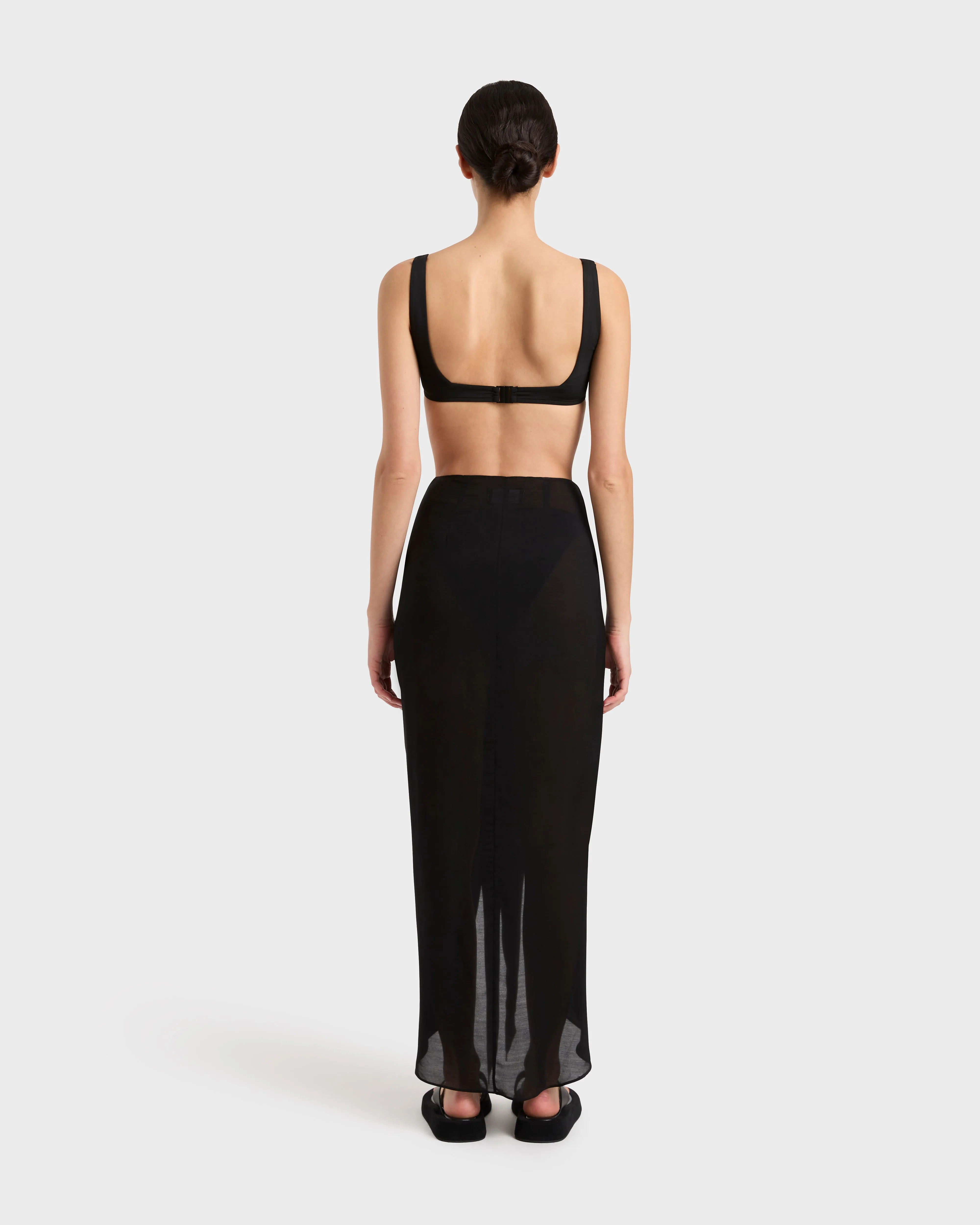 Cremona Tie Front Sarong - Black