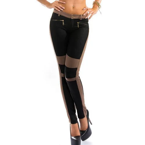 European Style Women Patchwork Jeans Slim Skinny Pencil Jeans Fashion Full Length Long Trousers