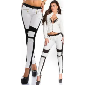 European Style Women Patchwork Jeans Slim Skinny Pencil Jeans Fashion Full Length Long Trousers