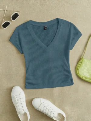 EZwear Knitted Women's V-Neck T-Shirt