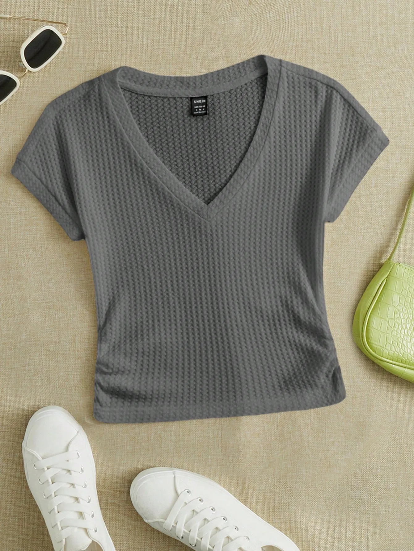 EZwear Knitted Women's V-Neck T-Shirt