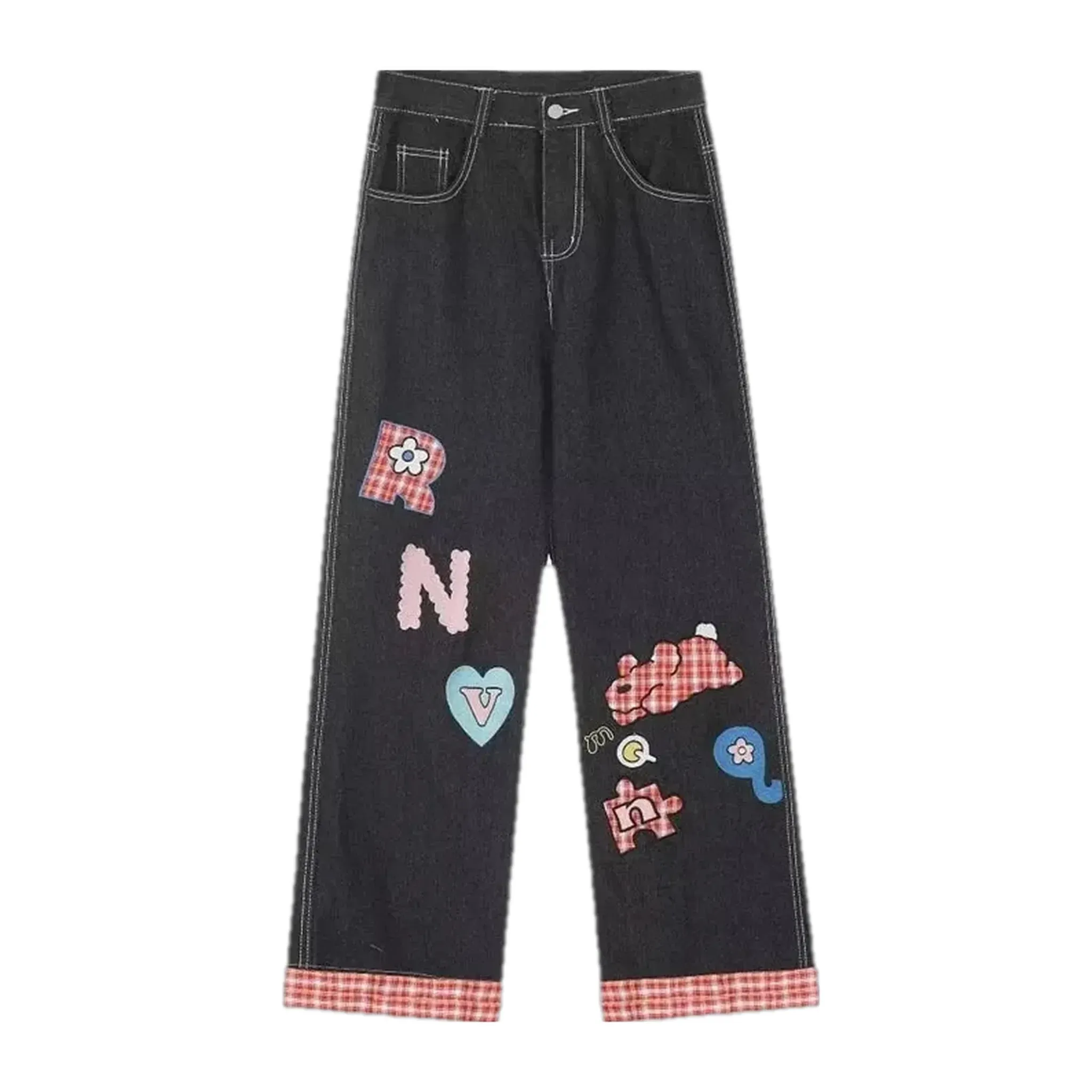 Fashionable art mosaic jeans for women