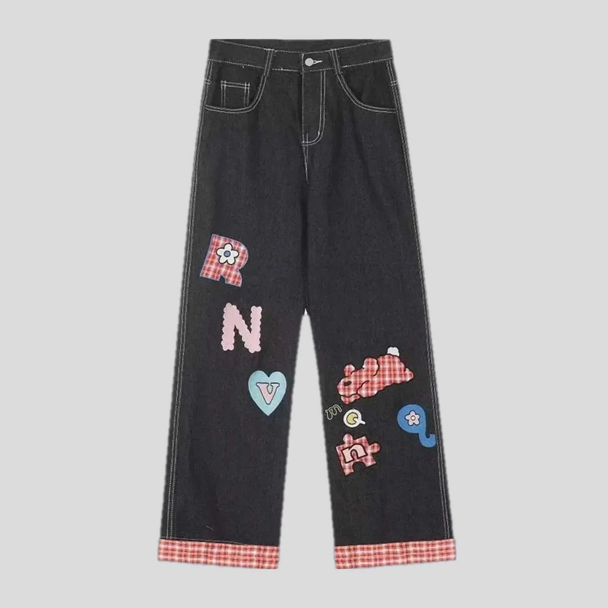 Fashionable art mosaic jeans for women