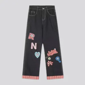 Fashionable art mosaic jeans for women