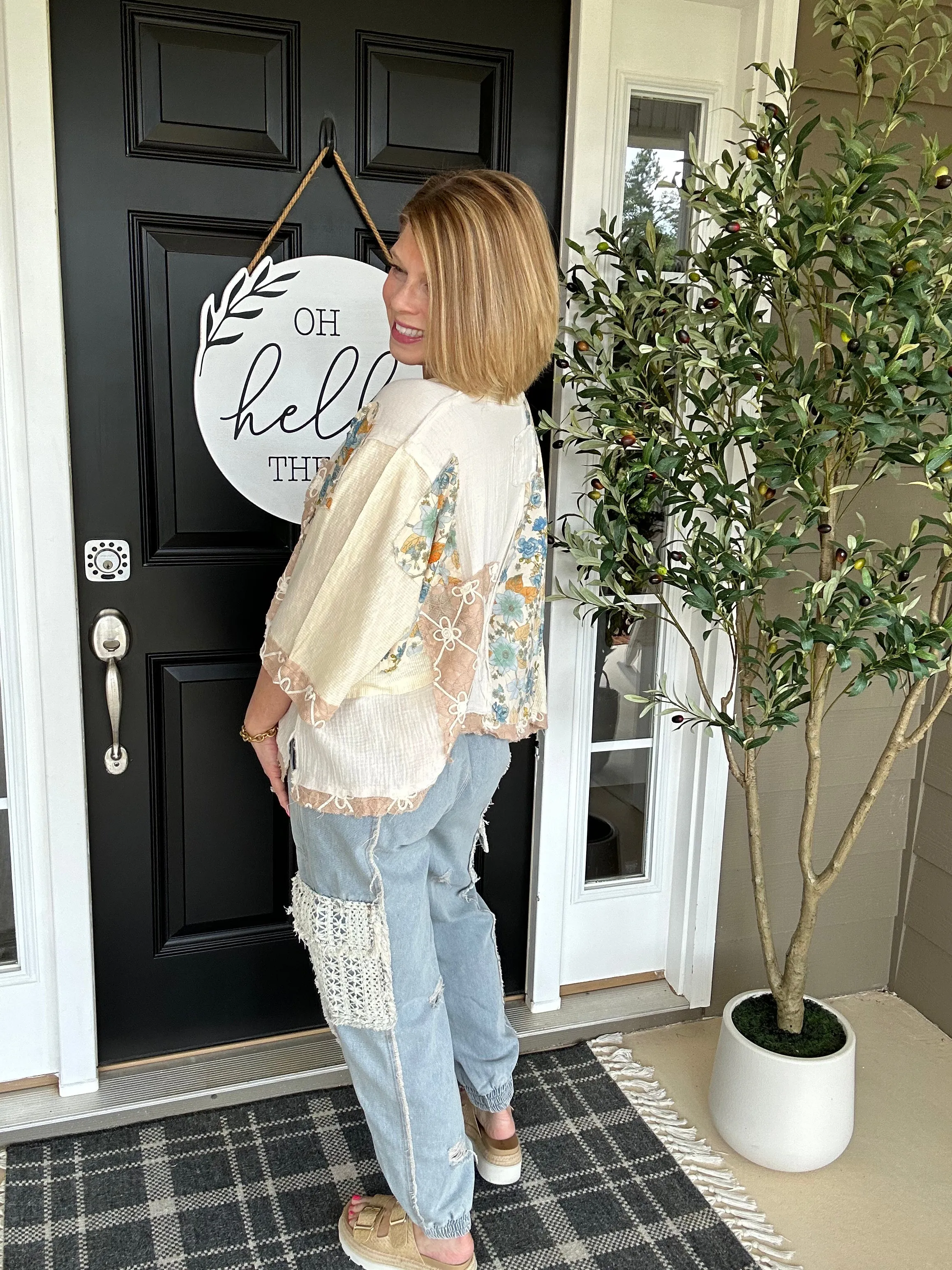 Free Spirited Floral Patch Top