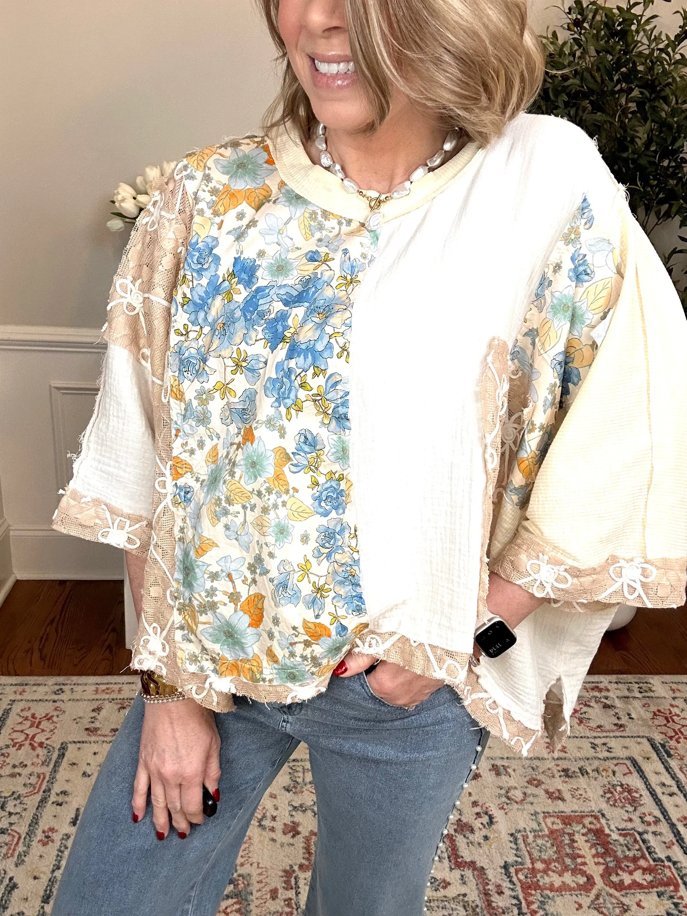 Free Spirited Floral Patch Top