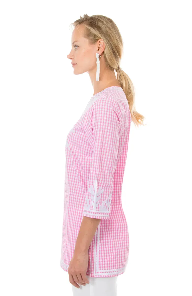 Gretchen Scott | Embroidered Gingham Reef Tunic | Women's | Pink