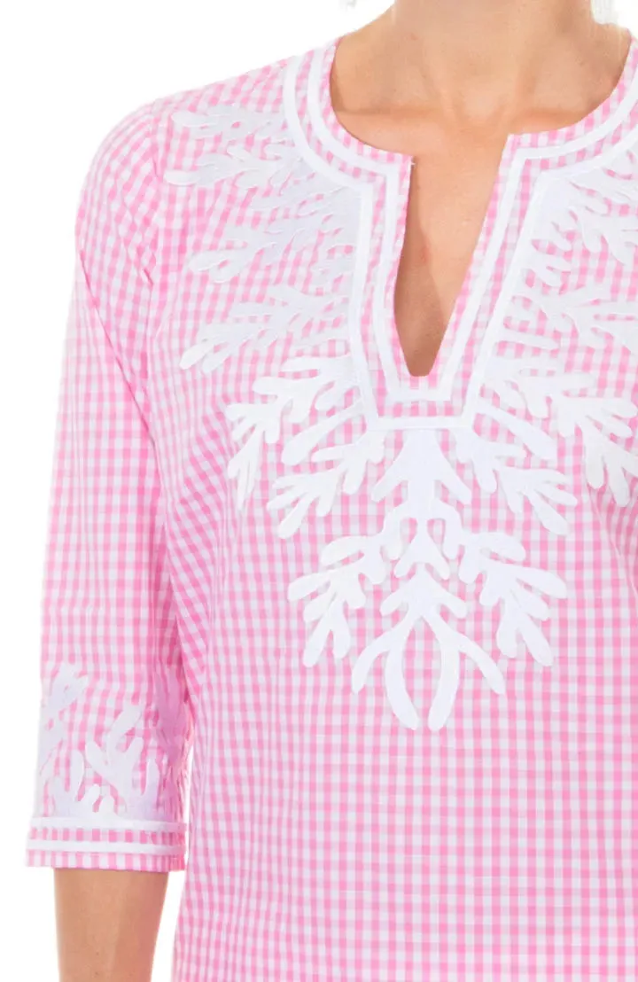 Gretchen Scott | Embroidered Gingham Reef Tunic | Women's | Pink