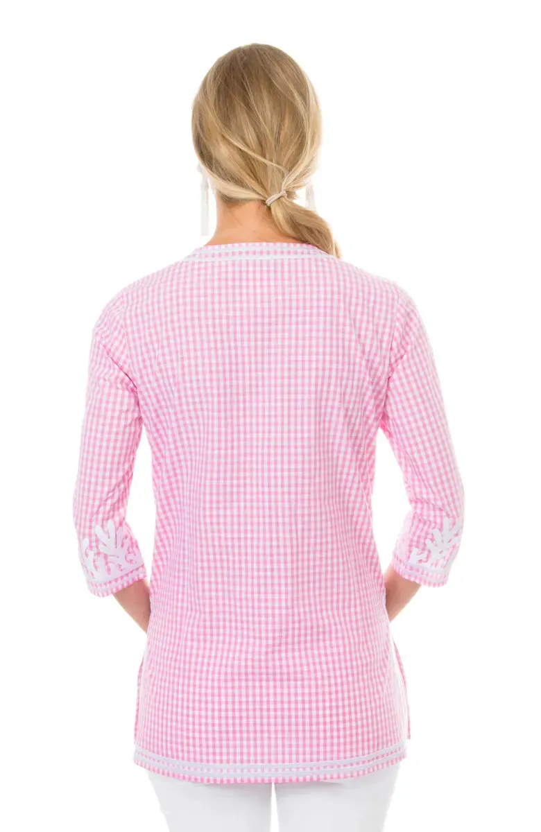 Gretchen Scott | Embroidered Gingham Reef Tunic | Women's | Pink