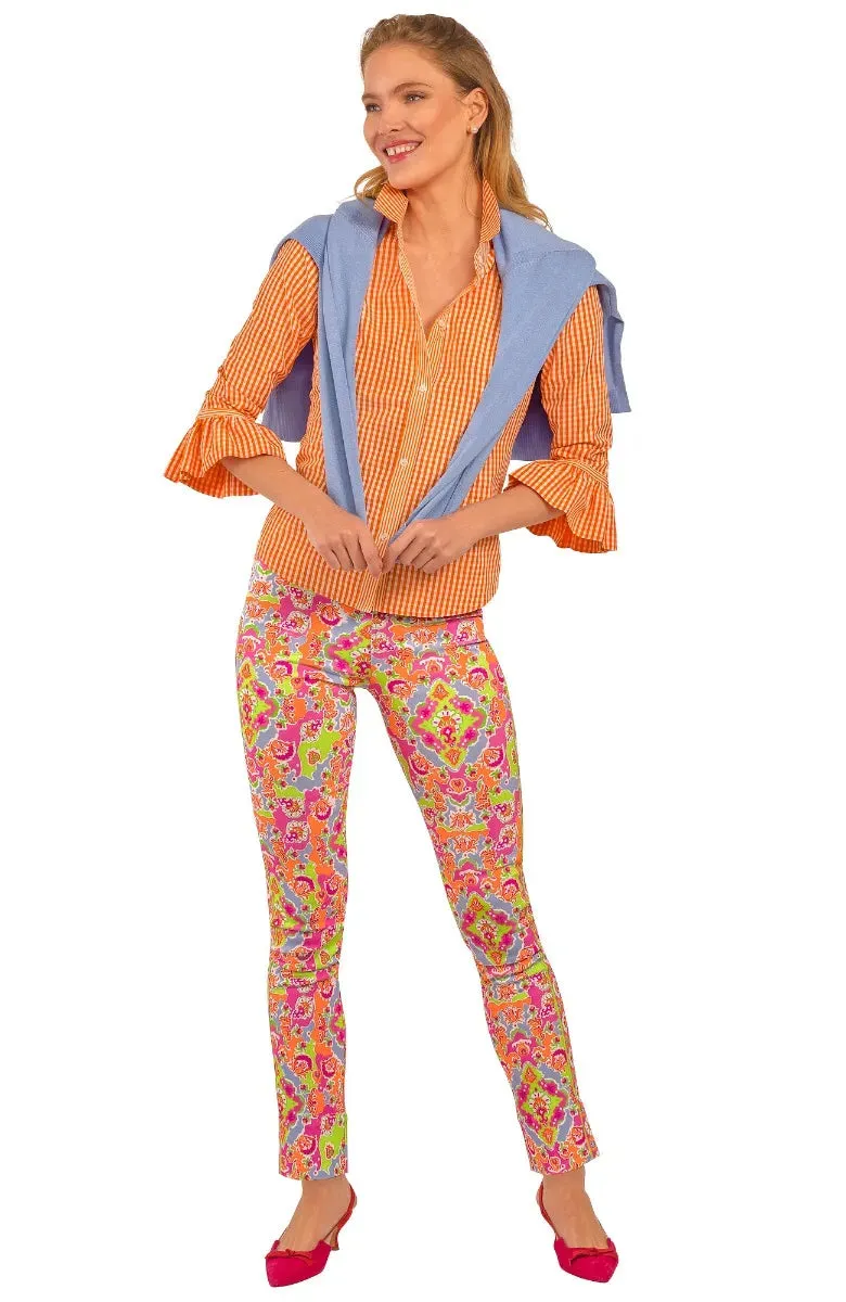 Gretchen Scott | Priss Blouse | Women's | Orange Gingham
