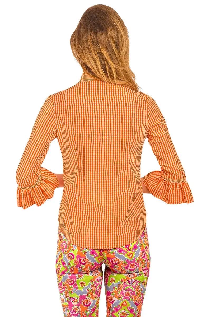Gretchen Scott | Priss Blouse | Women's | Orange Gingham