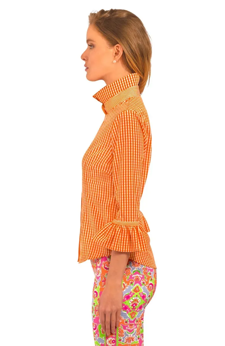 Gretchen Scott | Priss Blouse | Women's | Orange Gingham