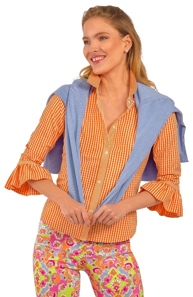 Gretchen Scott | Priss Blouse | Women's | Orange Gingham