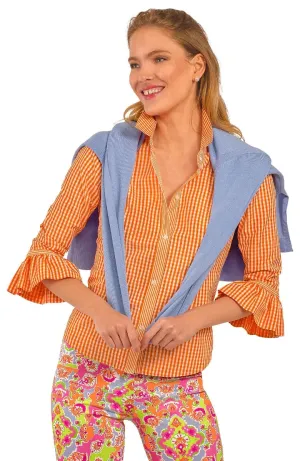 Gretchen Scott | Priss Blouse | Women's | Orange Gingham