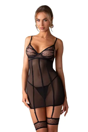 Lingerie Chemise Mesh Illusion Sheer Seductive Soft Cups Nightwear