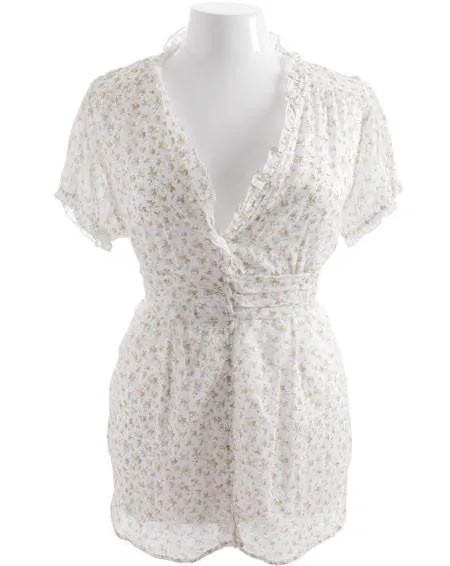 Plus Size Cotton Summer Yellow Flower Blouse