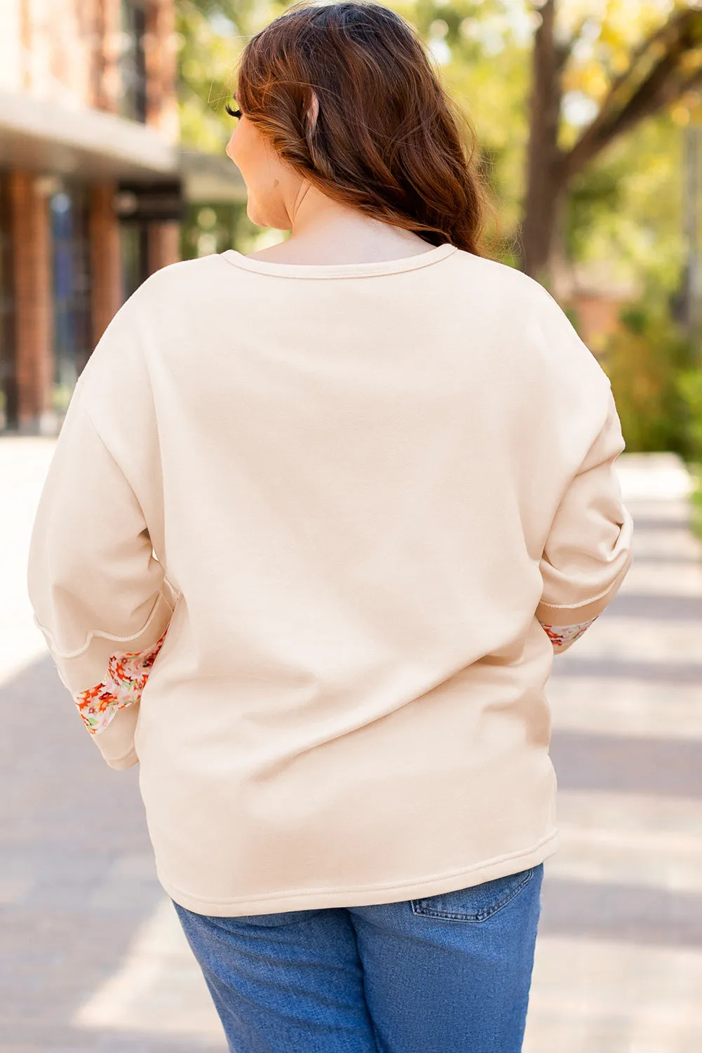 Plus Size Flower Crewneck Top
