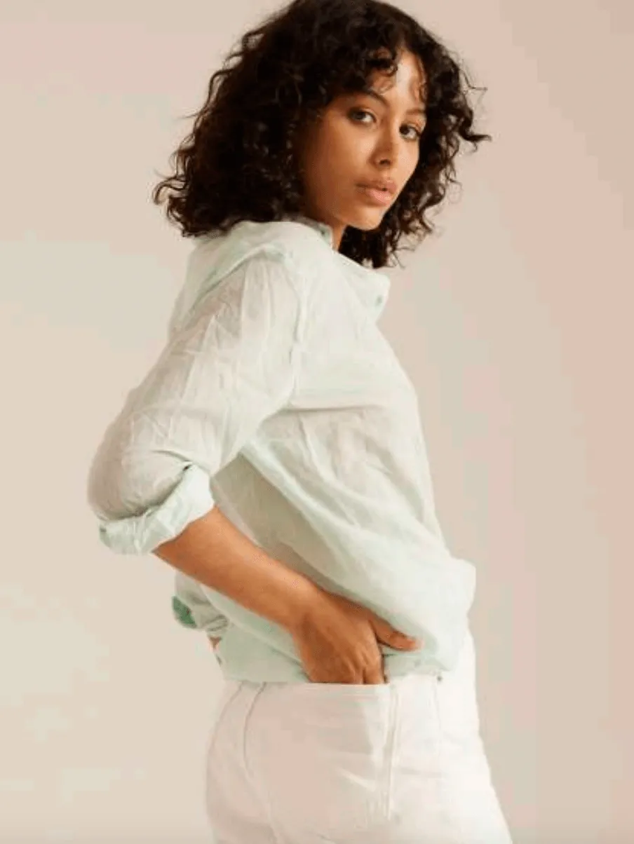 Sacrecoeur Womens Manon Linen Shirt - Celeste green