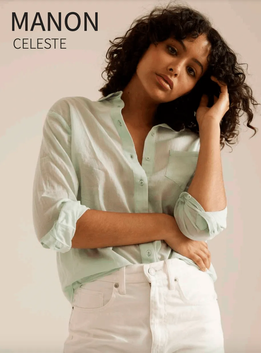 Sacrecoeur Womens Manon Linen Shirt - Celeste green