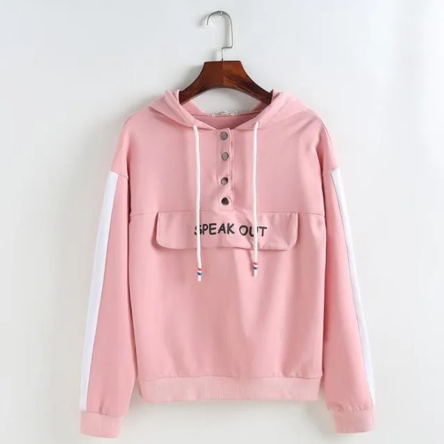 SPEAK OUT Patchwork Hoodie