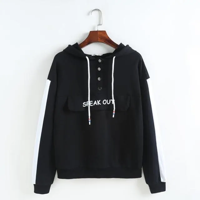 SPEAK OUT Patchwork Hoodie