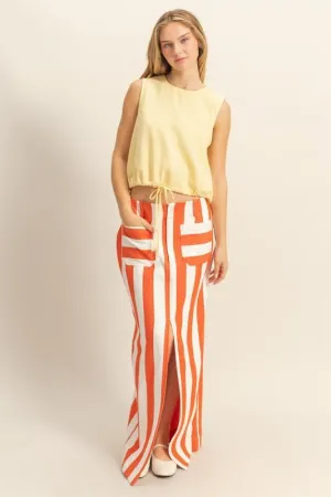 Striped Pocket Detail Maxi Skirt