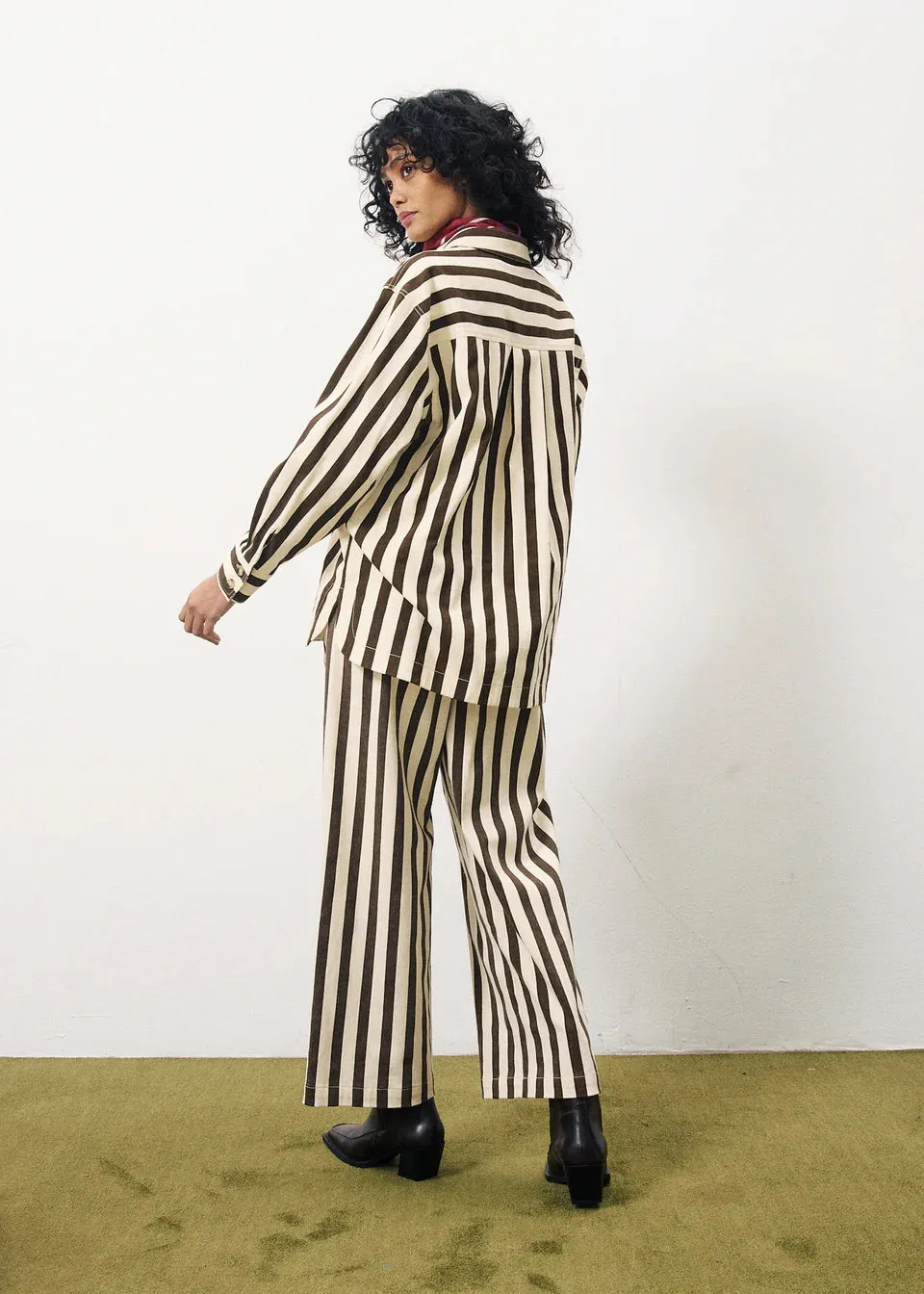 The Edita Shirt by FRNCH - Chocolate Stripe