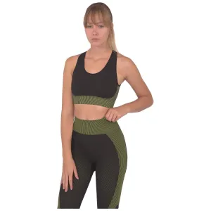 Trois Seamless Sports Bra - Black with Green