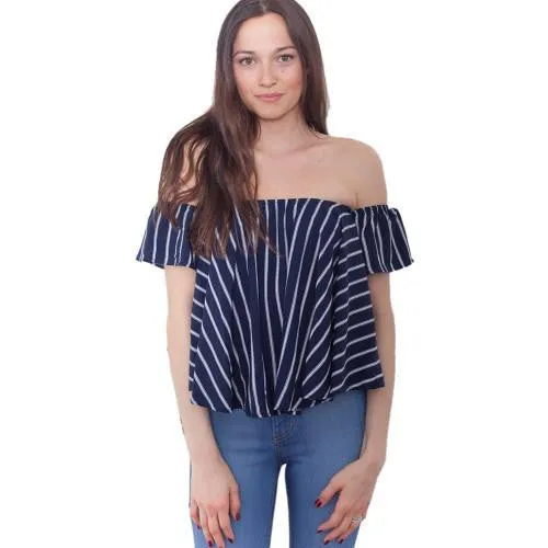 Women off shoulder top Stripe Casual Shirt Tops fashion women's t-shirts