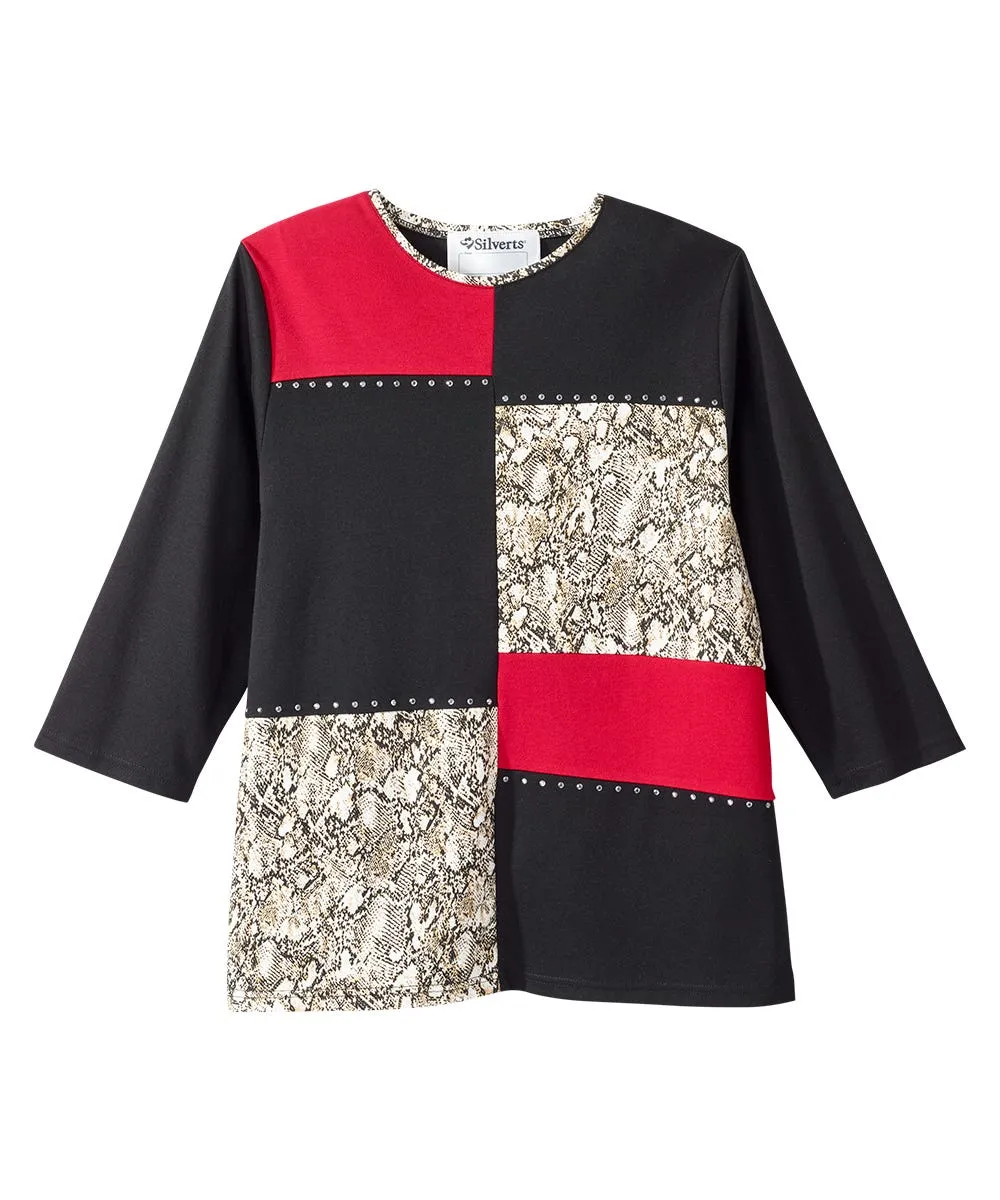 Women's Open Back Patchwork Top