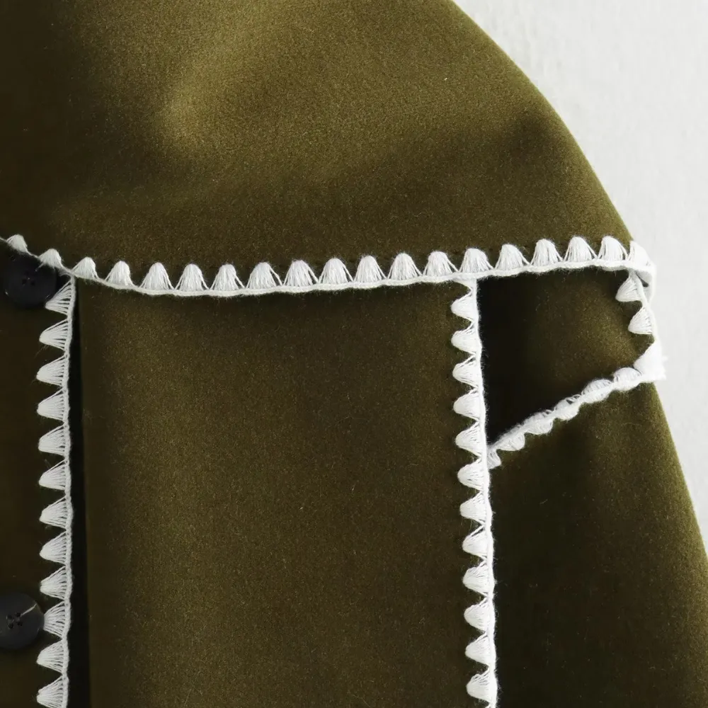 Women's Sarf Patchwork Woolen Coat