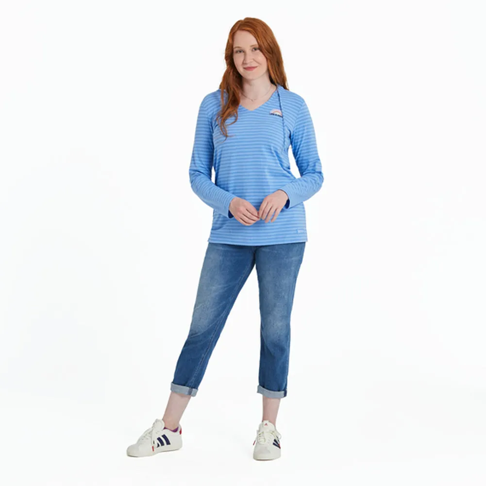 Women's Sun Rainbow L/S Striped Crusher-LITE Hooded Tee - 129310