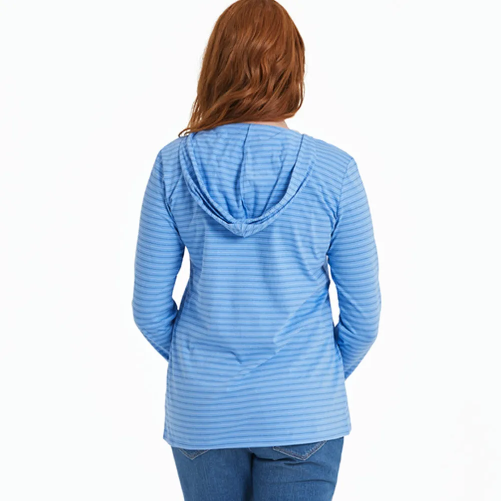 Women's Sun Rainbow L/S Striped Crusher-LITE Hooded Tee - 129310