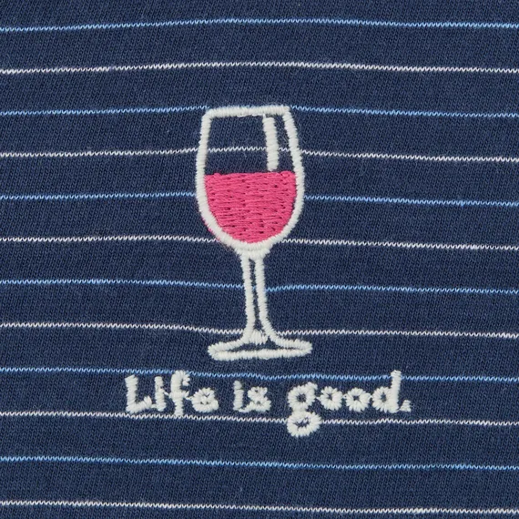 Women's Wine Glass L/S Striped Crusher-LITE Hooded Tee - 122330